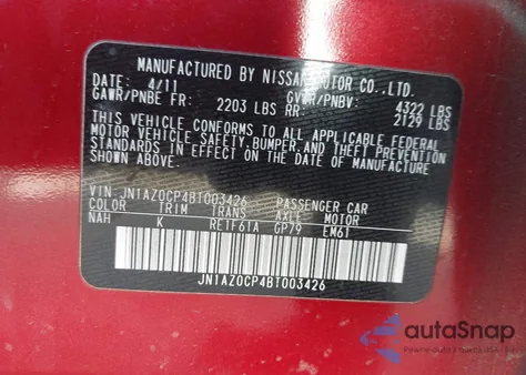 2011 Nissan Leaf Sl from USA, damaged, VIN JN1AZ0CP4BT003426
